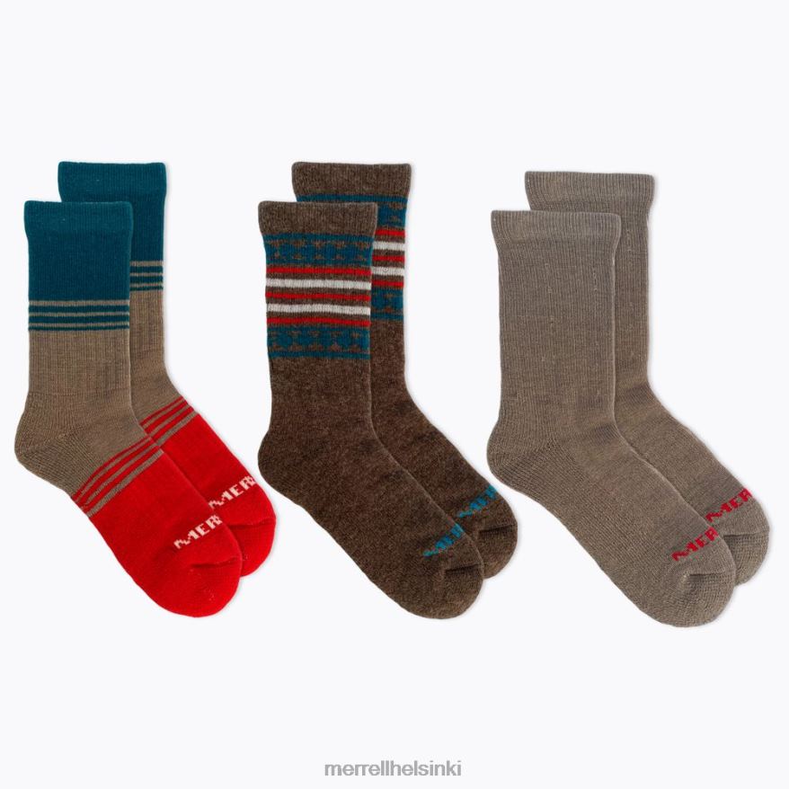 loma lämpövillasekoite crew 3 pack sukka (jsf26507-238) 20R00582 ruskea lajitelma Merrell